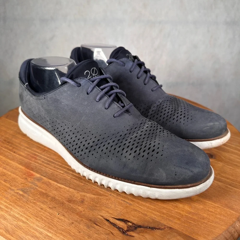 Cole Haan 2.ZeroGrand Oxford Mens 12 Navy Good Laser Wingtip C23806
